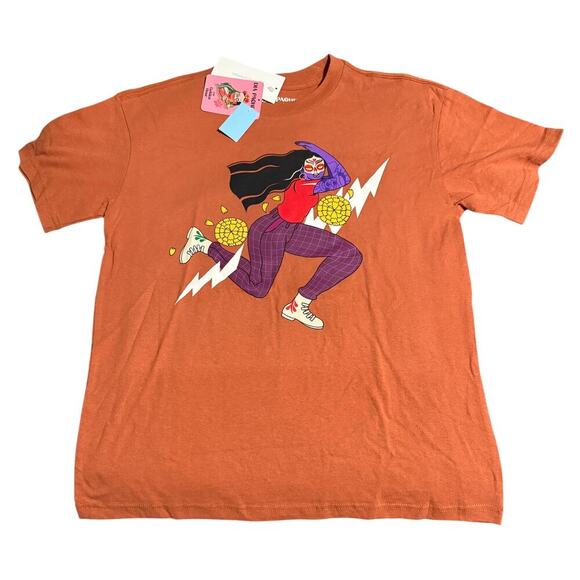 NWT Dia Pacheco x Golden Hour Urban Outfitters‎ Crew Neck Shirt Orange Cotton - Picture 3 of 8